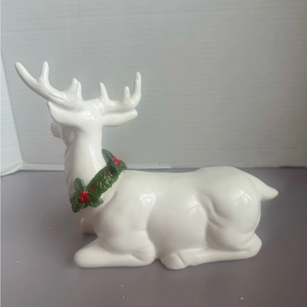 White Ceramic Reindeer Figurine